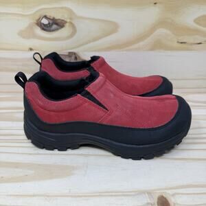 LANDS' END® Women's Slip-On Red Suede Comfort Clogs 237908 Size 7
